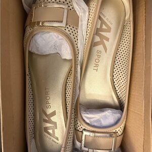 Anne Klein Tan Perforated Flats